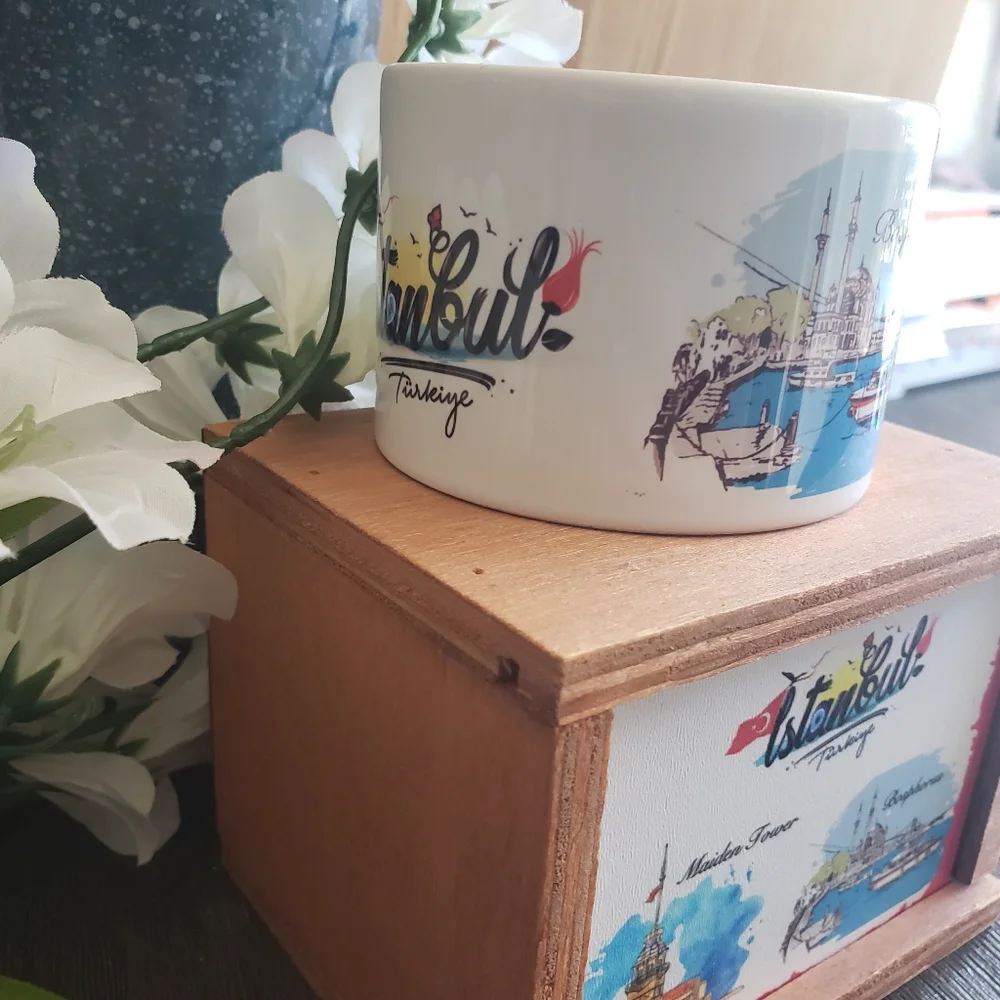 Porcelain Cup with Box Handmade Istanbul Turkey